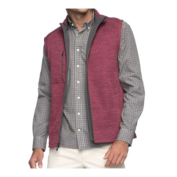 Johnnie-O Tahoe 2Way Rosewood Vest Mens Large Full Zip Sleeveless Mock Neck Knit - Picture 1 of 12